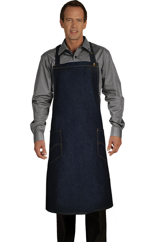 Tablier bavette 100% coton jeans bleu