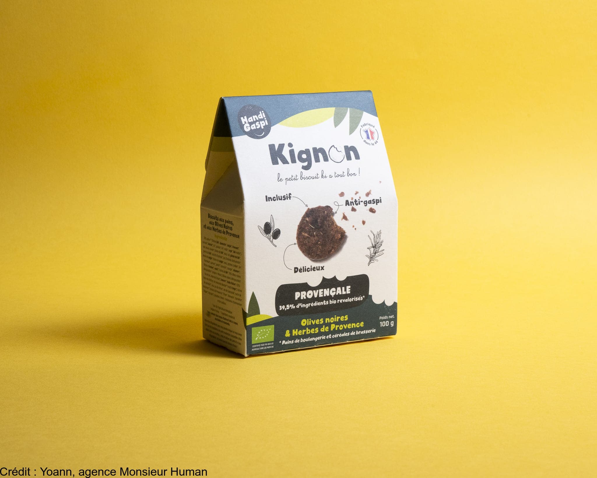 Biscuit bio anti-gaspi & inclusif salé - recette provencale- emballé (paquet de 100gx10)