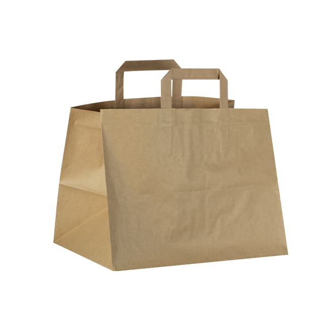 Sacs cabas en papier kraft avec poignées 32 x 21 / 26 cm par 250