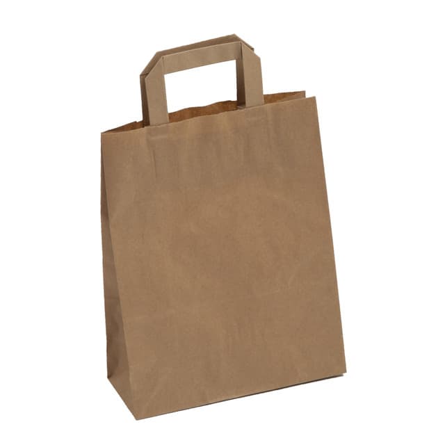 Sac kraft brun à poignée 220x(50x2 de soufflets)x280mm par 250 pièces