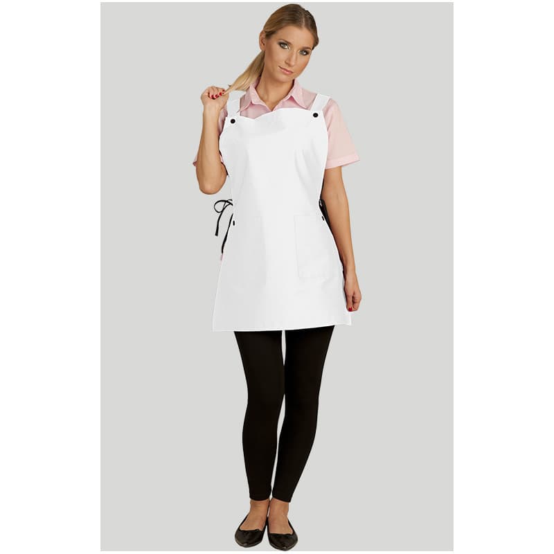 Chasuble bretelle polycoton 2 poches blanc