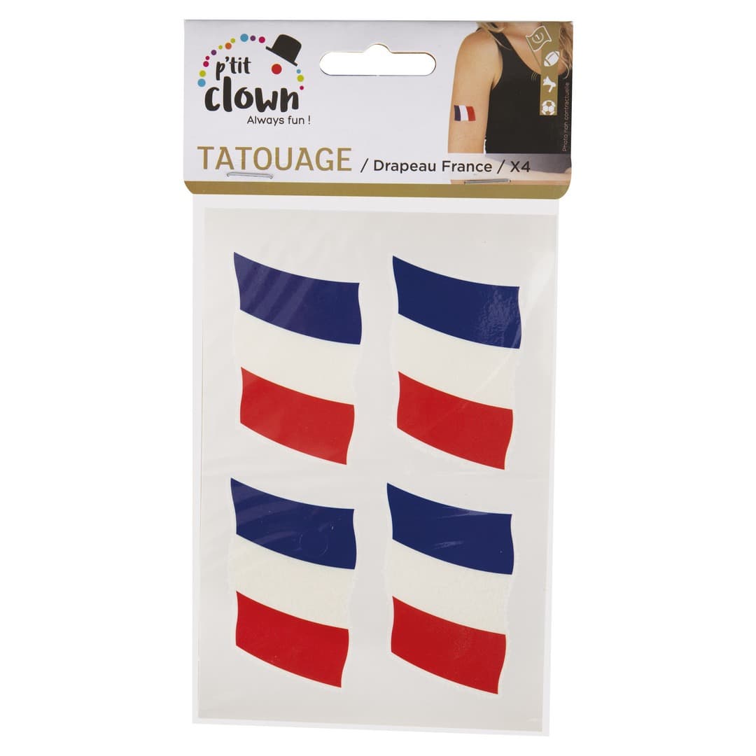 Tatouage drapeau france - temporaire - lot de 4