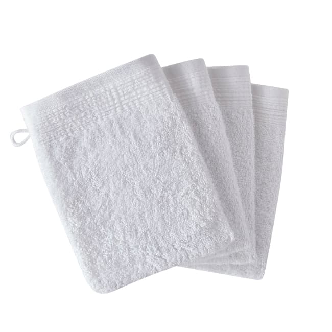 Gant de toilette en coton bio blanc