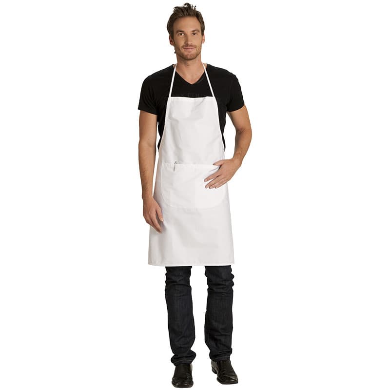 Tablier bavette polycoton blanc
