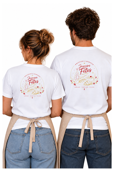 Tee-shirt unisexe T.XL "joyeuses fêtes"- Lot de 2