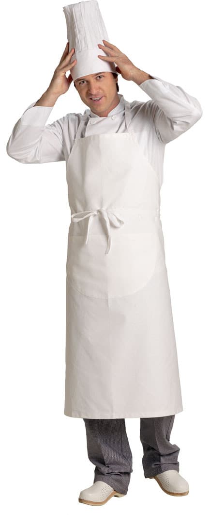 Tablier bavette  100% coton bio blanc