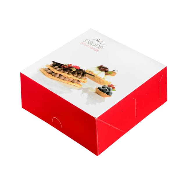 Boîte pâtissière décor pause gourmande 160x160x80mm x 25