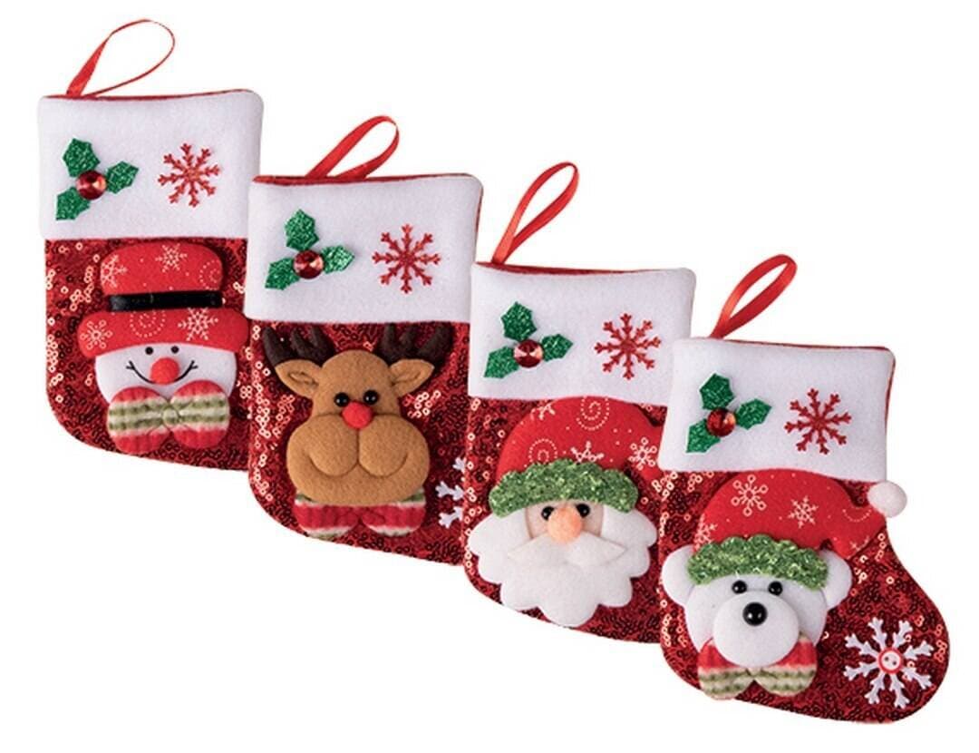 Mini chaussette de noël à suspendre - modèle aléatoire - 15 cm