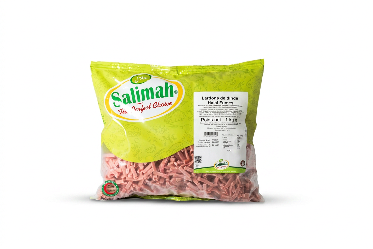 Lardons de dinde fumés halal surgelés - 1kg