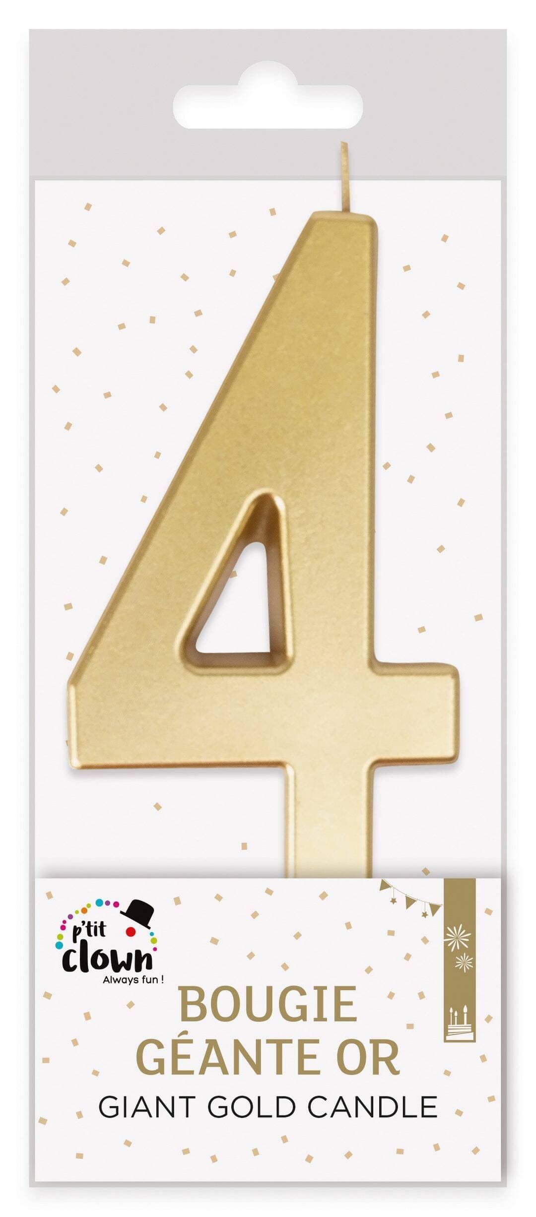 Bougie géante or - chiffre 4