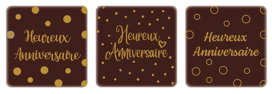 Carré heureux anniversaire 5x5 cm