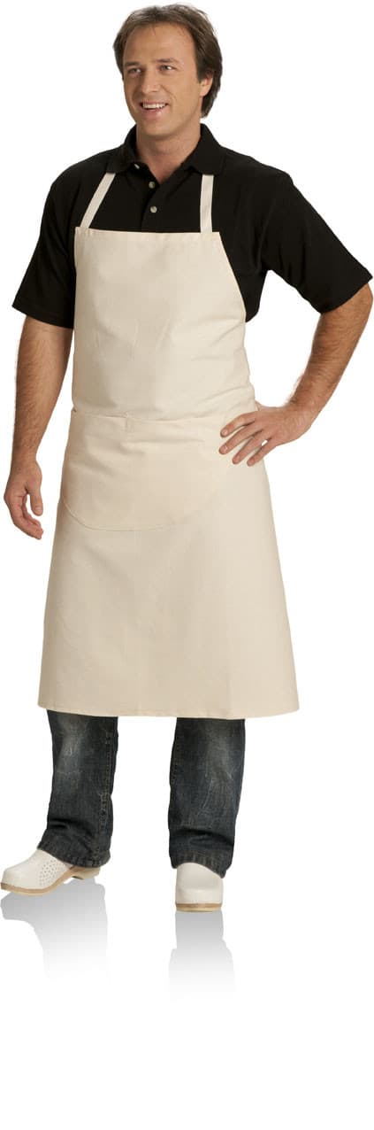 Tablier bavette  100% coton bio ecru