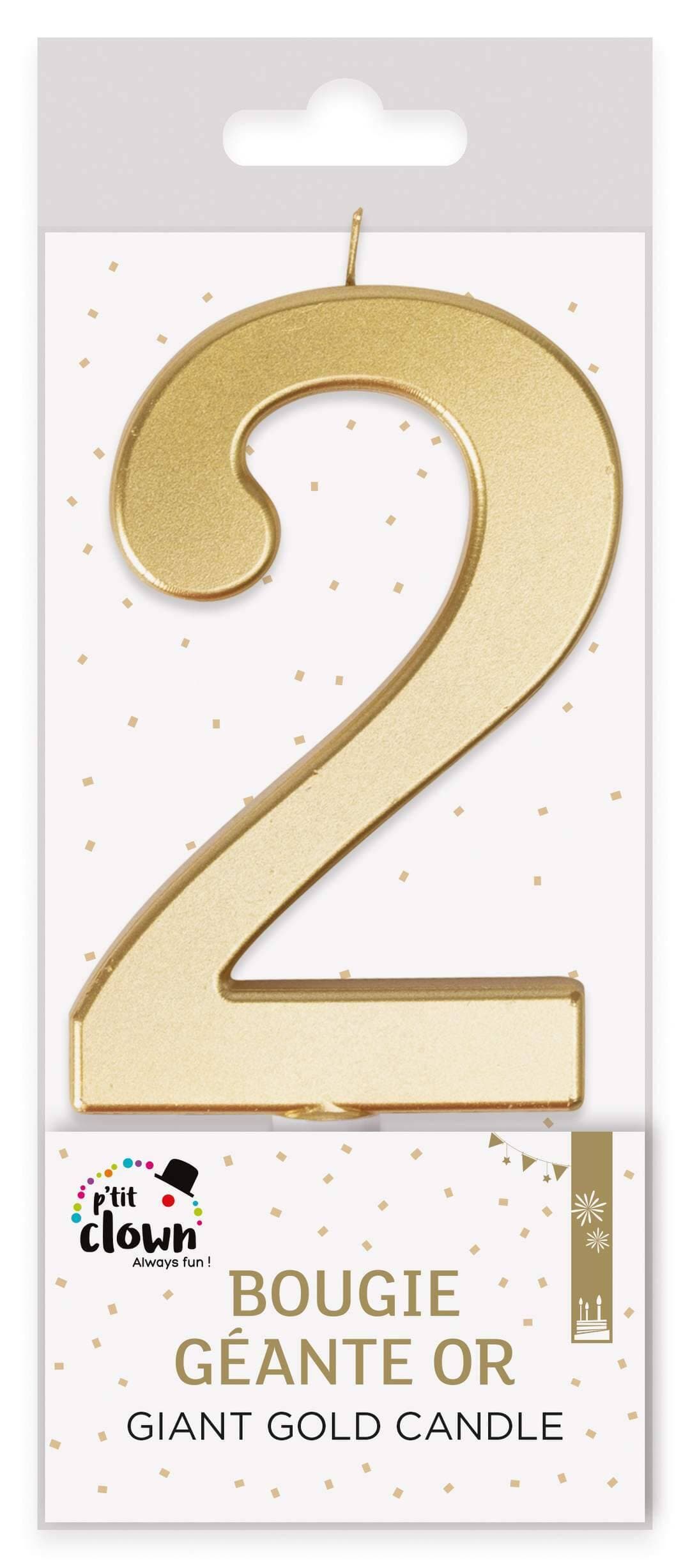 Bougie géante or - chiffre 2