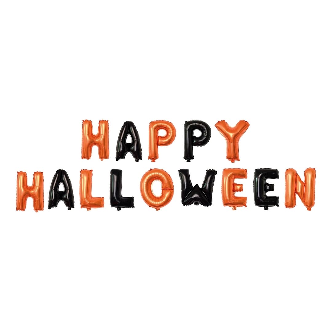 Ballon aluminium happy halloween - orange, noir