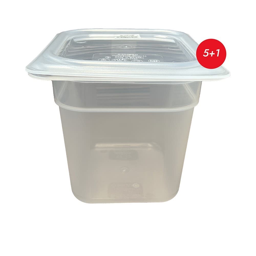Bac gn 1/6 - 2,3l - couvercle - pack 5+1 gratuit
