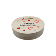 Boîte ronde en bois de peuplier + couvercle décor st valentin diam.240 h50mm par 42 pièces