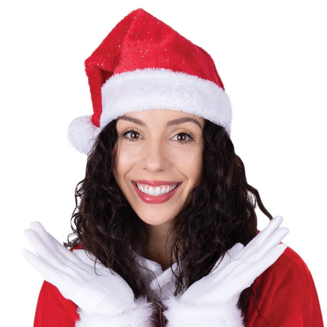 Bonnet père noël - rouge argenté - adulte