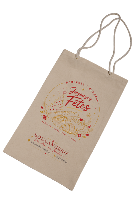 Sac à pain à personnaliser – « Joyeuses Fêtes » – 100 unités