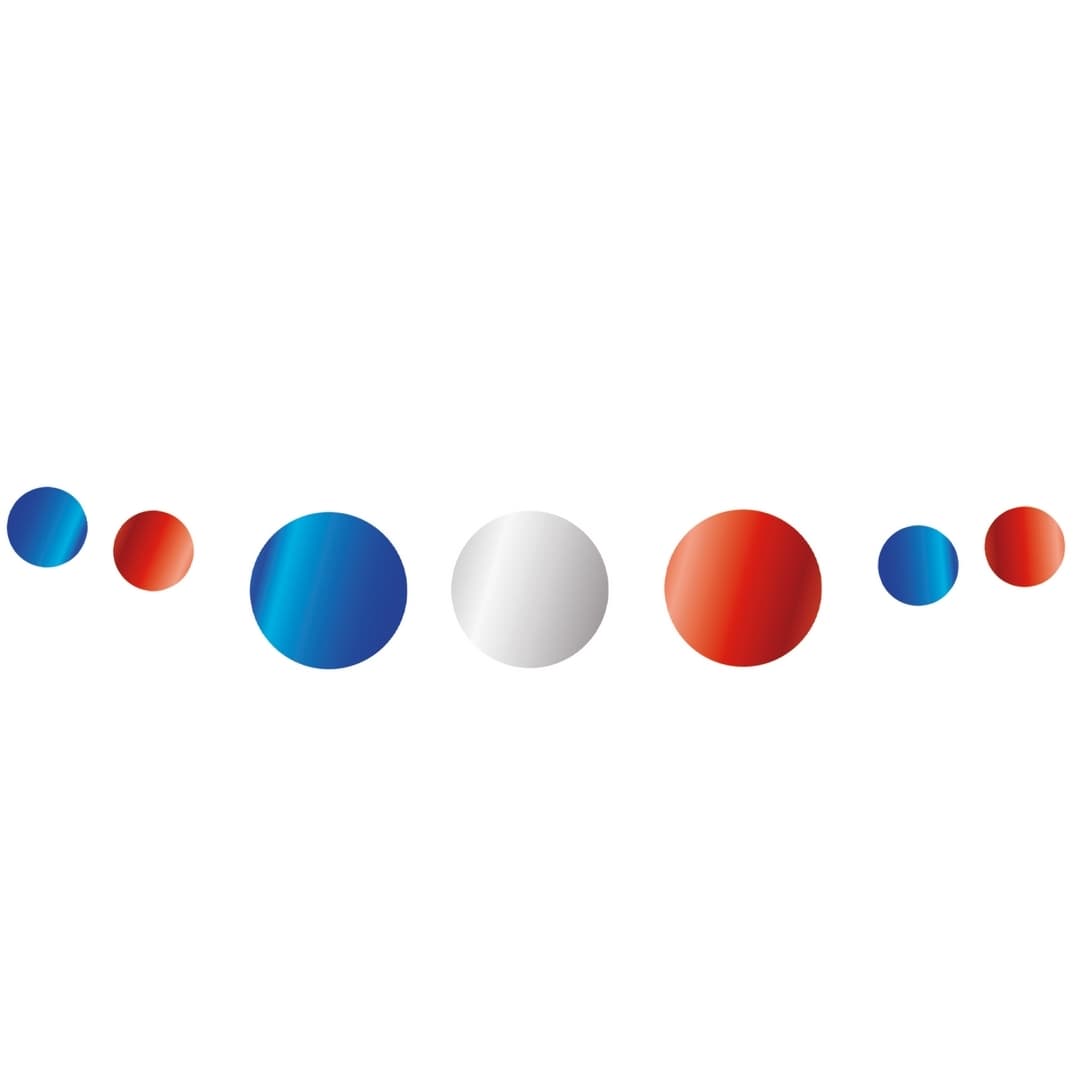 Guirlande disques métallisés - bleu, blanc, rouge - 5m