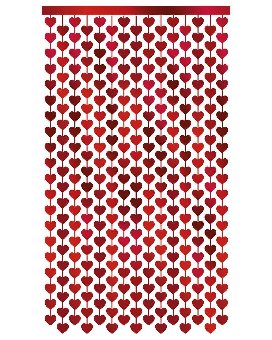 Rideau lamé - 2m - cœur rouge
