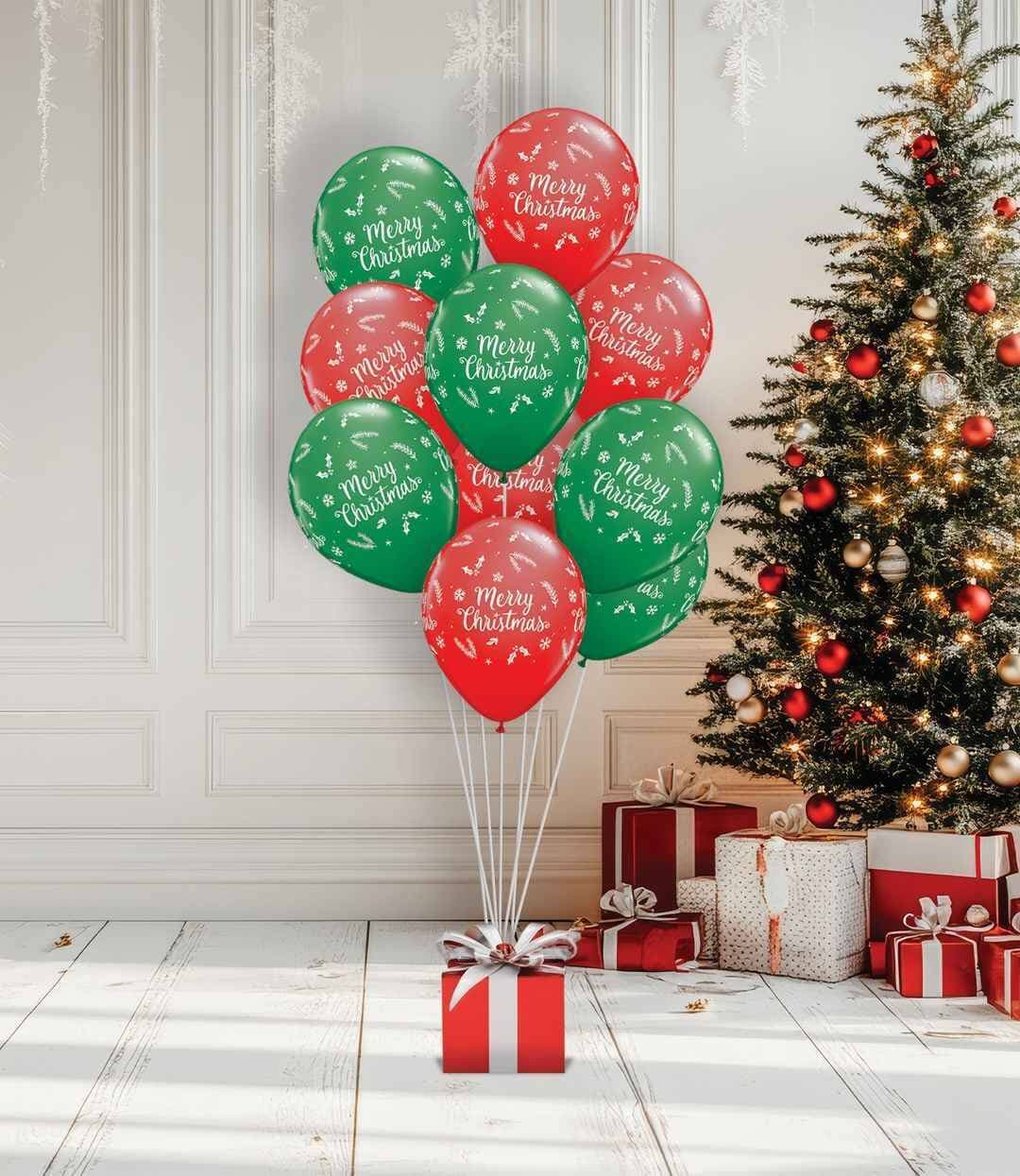 Ballon ø 23 cm - "merry christmas" - lot de 10