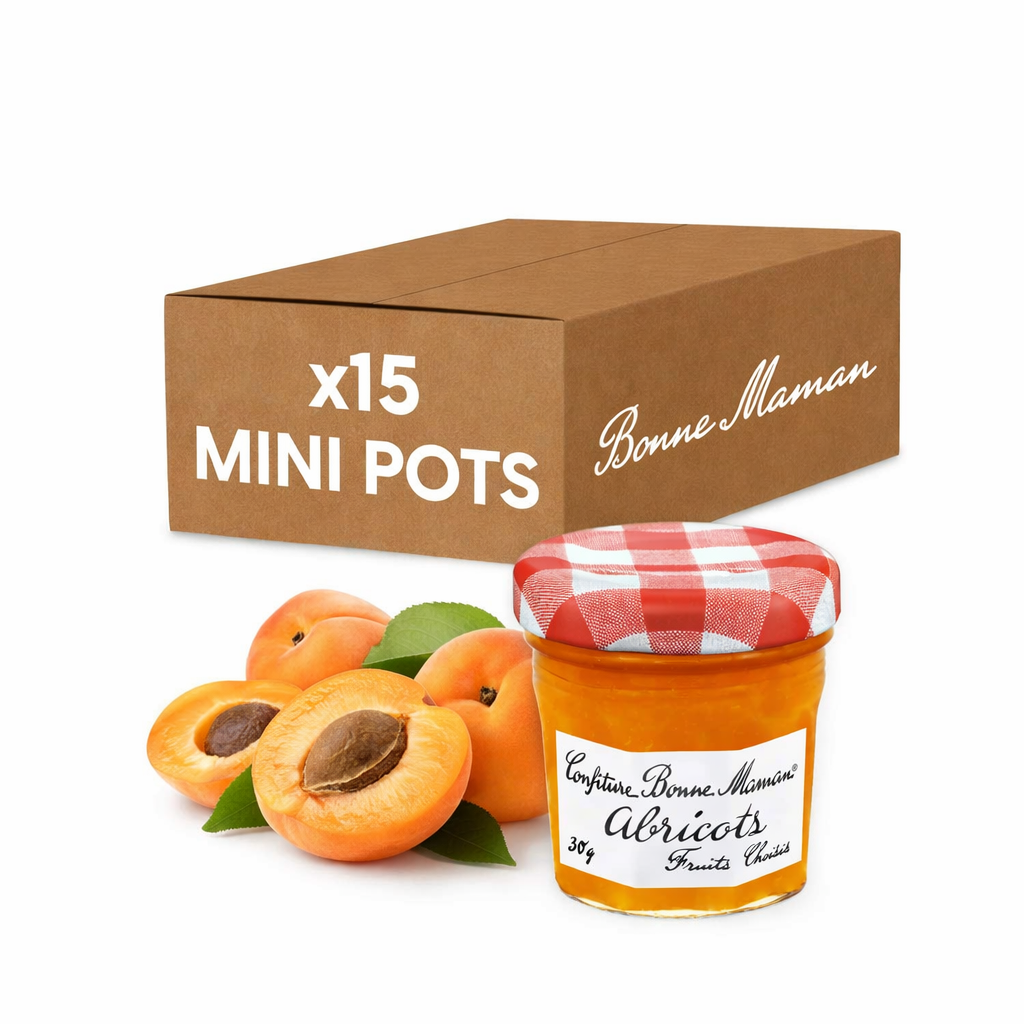 Confiture bonne maman abricot 30g – carton de 15 mini pots