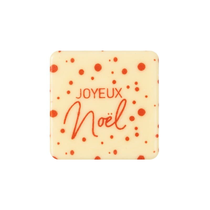 Carré chocolat blanc joyeux noël 3,8cm