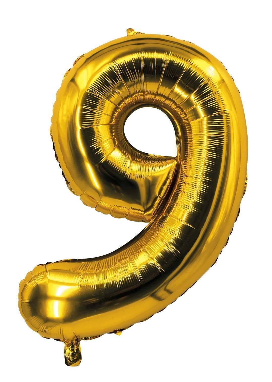 Ballon aluminium - 85 cm - or - chiffre 9