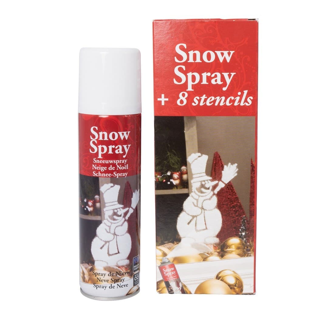 Bombe de neige artificielle avec pochoirs 150 ml