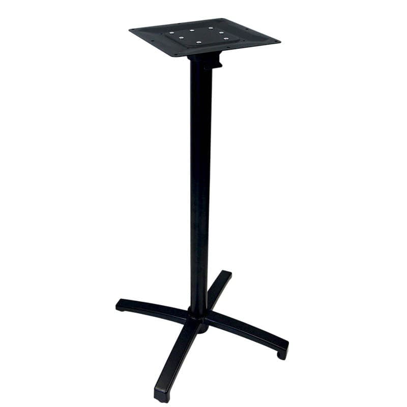 Pied de table en aluminium mange debout  calvi noir, embase 4 branches, platine rabattable
