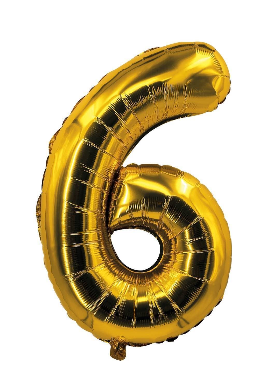 Ballon aluminium - 85 cm - or - chiffre 6