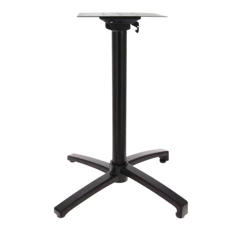Pied de table en aluminium calvi noir, embase 4 branches, platine rabattable