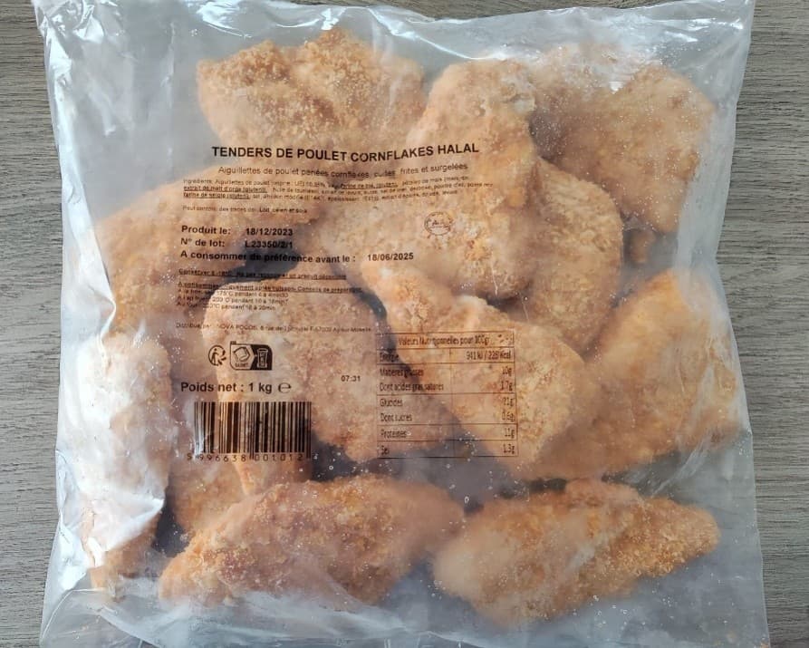 Tenders de poulet cornflakes halal surgelé - 1kg