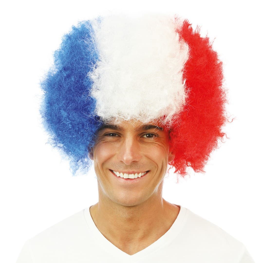 Perruque afro - bleu, blanc, rouge