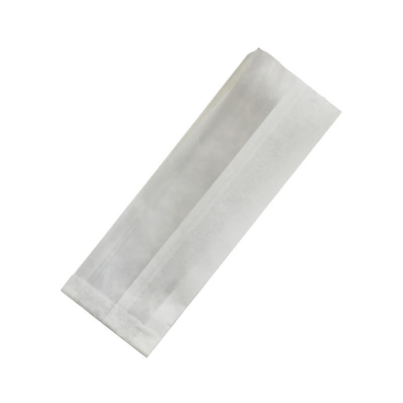 Sac sandwich blanc ingraissable en papier kraft à fenêtre cristal et 6 cm de soufflet 110x40x310mm, 1000pcs