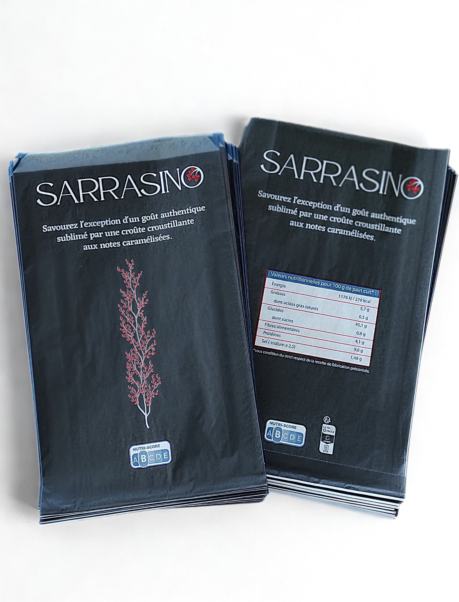 Sac pain sarrasino papier kraft blanchi
210x60x340mm, 600 pcs