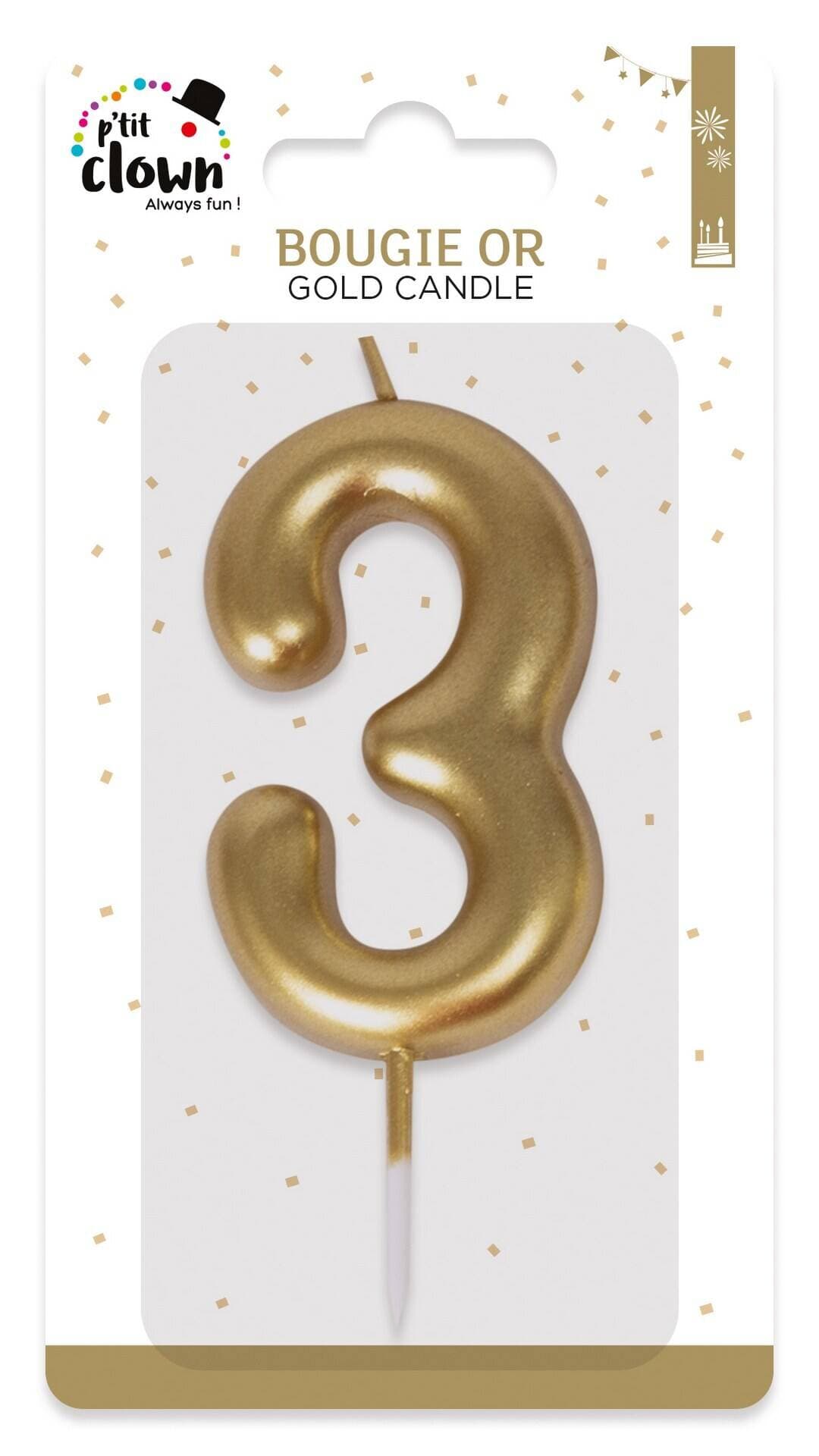 Bougie or - chiffre 3