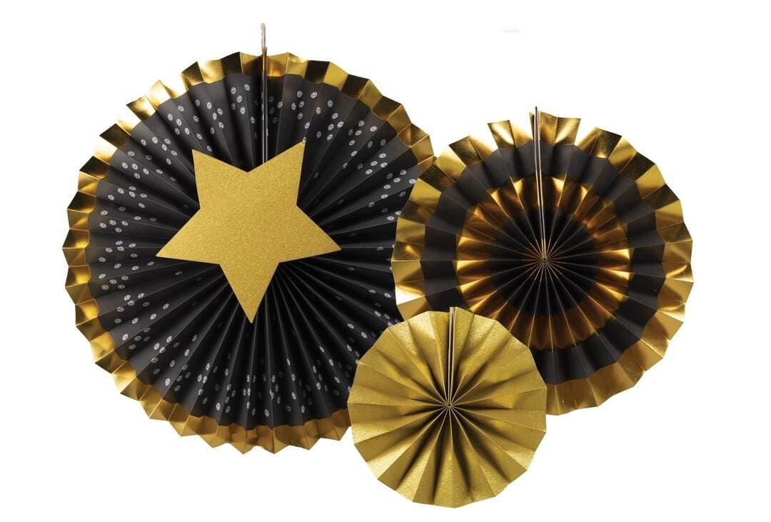 Rosace à suspendre - noir et or - lot de 3