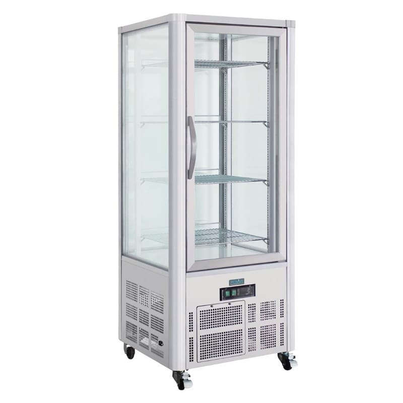 Vitrine de présentation à pâtisserie 400l avec les 4 côtés vitrés