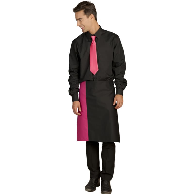 Tablier taille bicolore polycoton noir fuschia