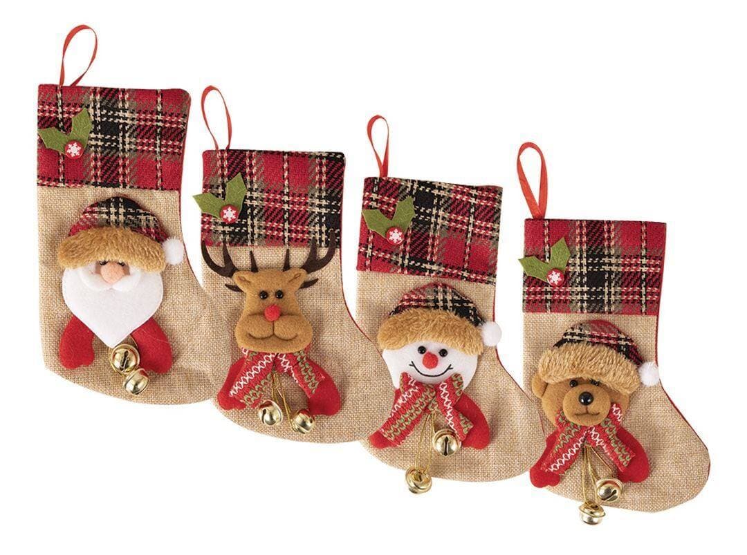 Mini chaussette de noël à suspendre - modèle aléatoire - 21 cm