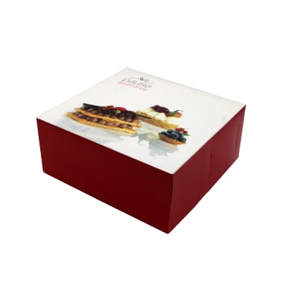 Boîte pâtissière décor pause gourmande 180x180x80mm x 25