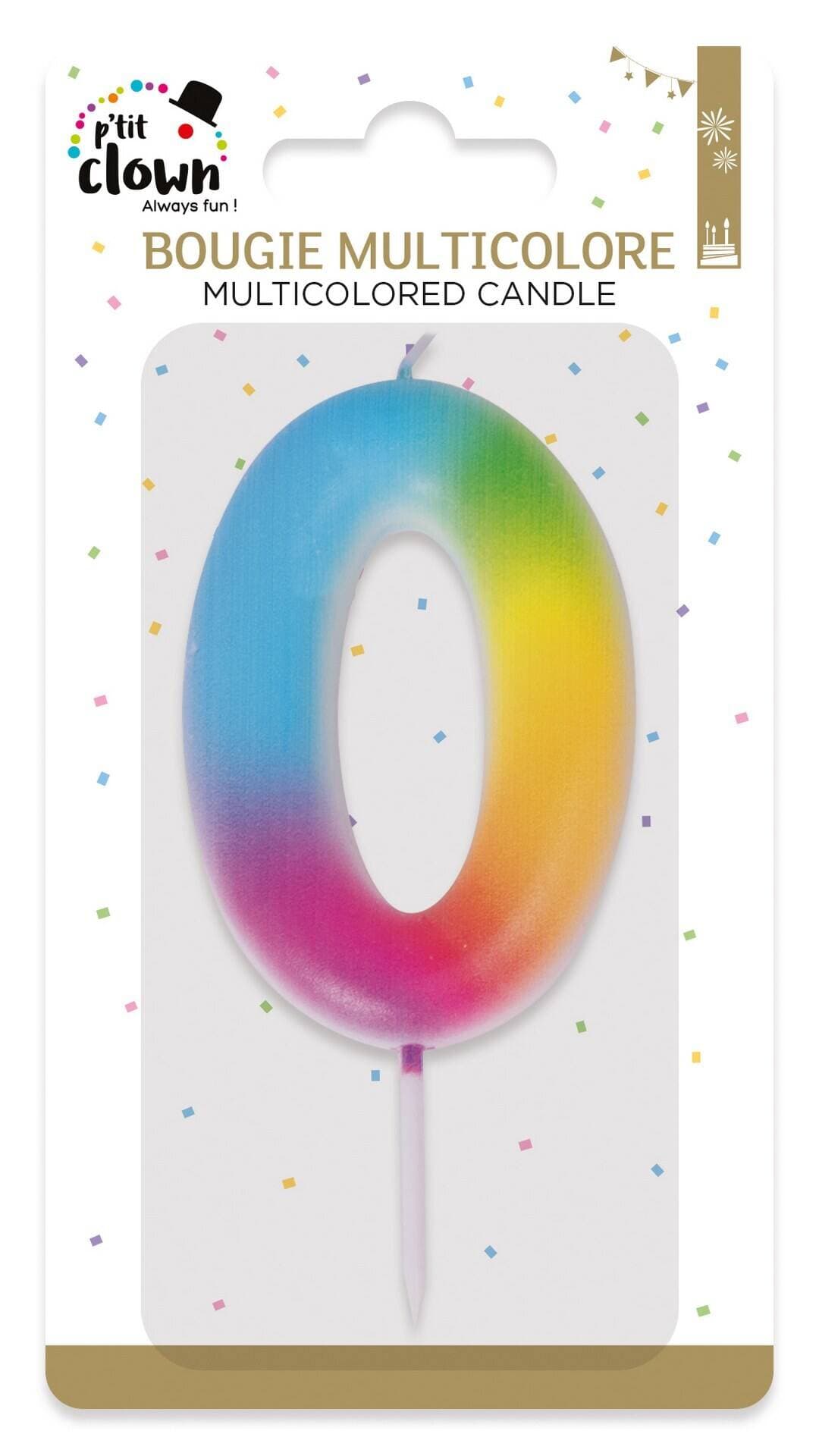 Bougie multicolore - chiffre 0