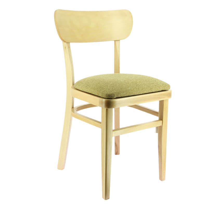 Chaise bois celeste naturel, assise tissu vert, lot de 2