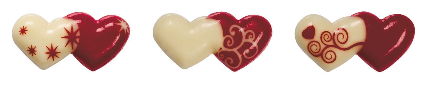 Assortiment de 2 coeurs entrelaces 35 x 18 mm 3 modeles saint valentin