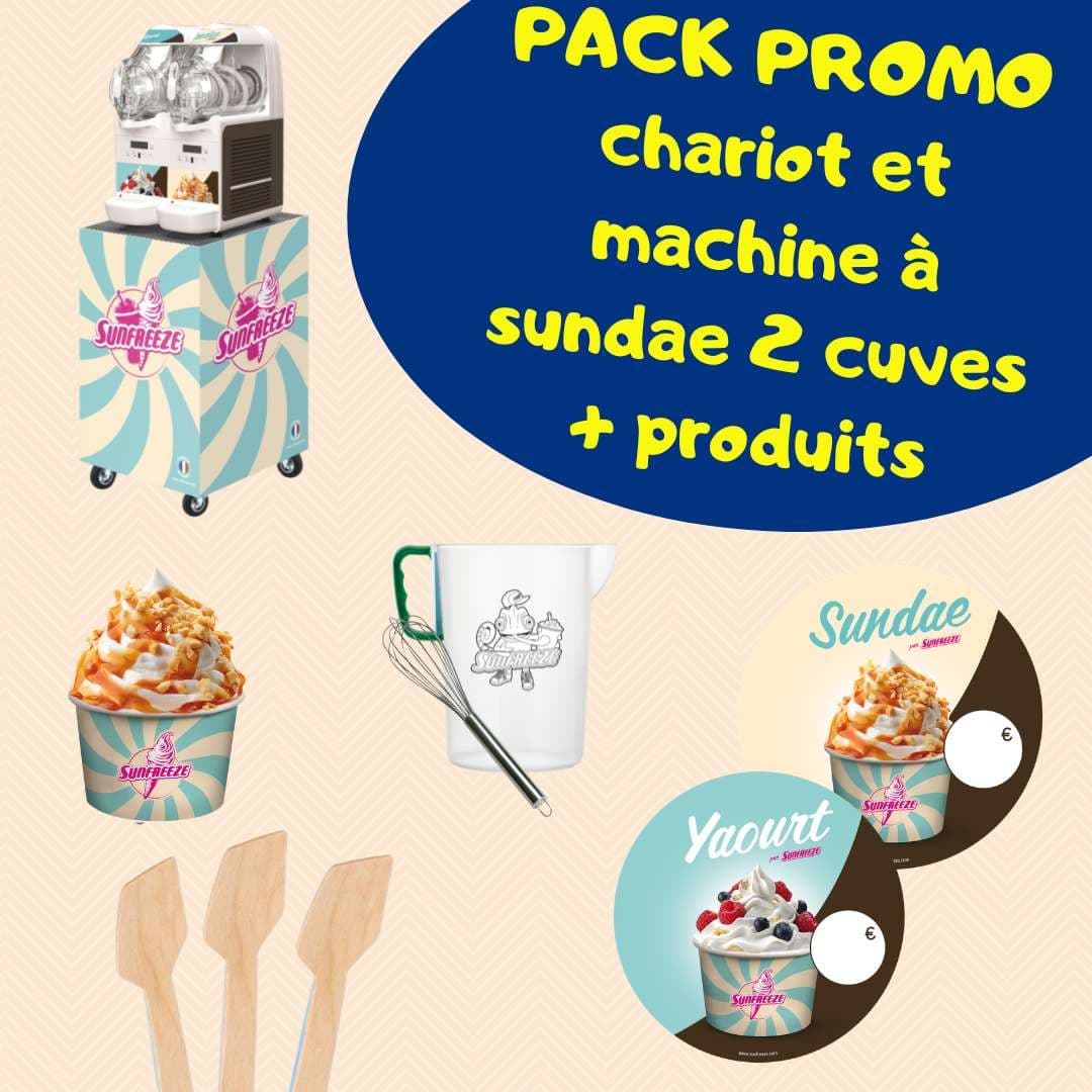 Pack promo chariot avec machine à sundae 2 cuves + produits en offert