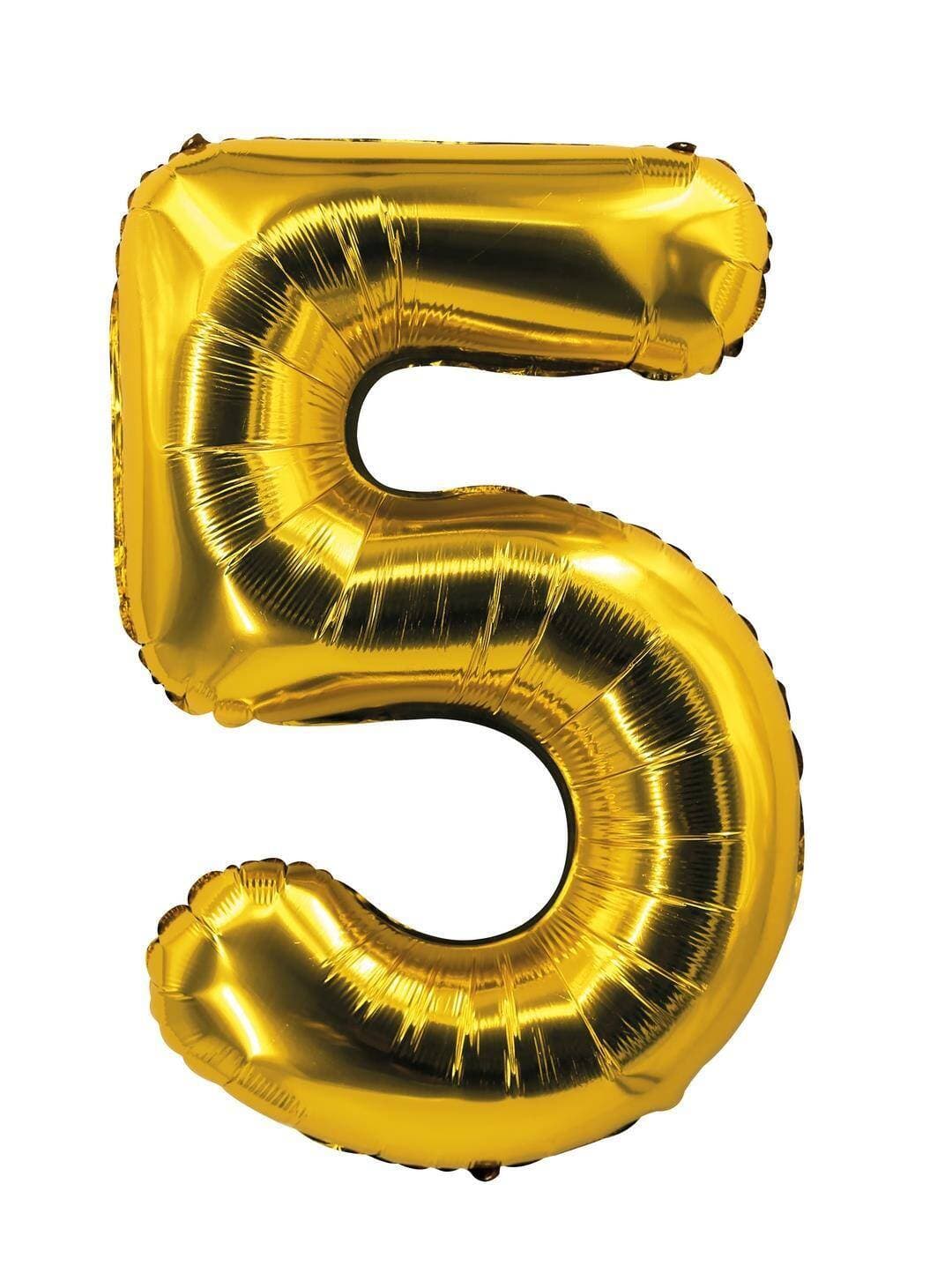 Ballon aluminium - 85 cm - or - chiffre 5